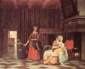 Suckling Mutter und Magd Genre Pieter de Hooch